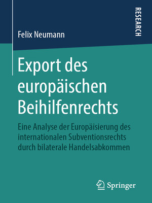 cover image of Export des europäischen Beihilfenrechts